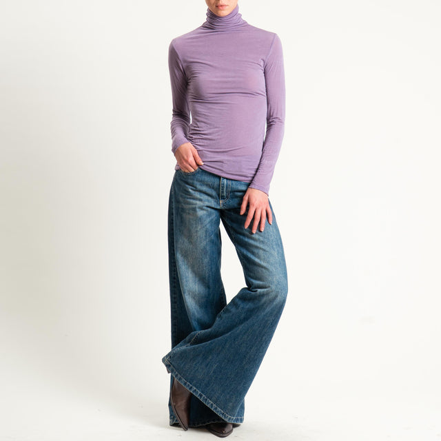 Zeroassoluto-T-shirt sottile collo alto MISTO CASHMERE - mauve
