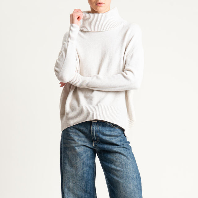 Zeroassoluto-Maglia collo alto - gesso