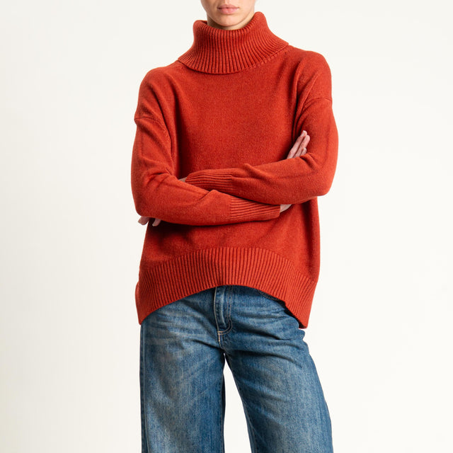 Zeroassoluto-Maglia collo alto - ruggine