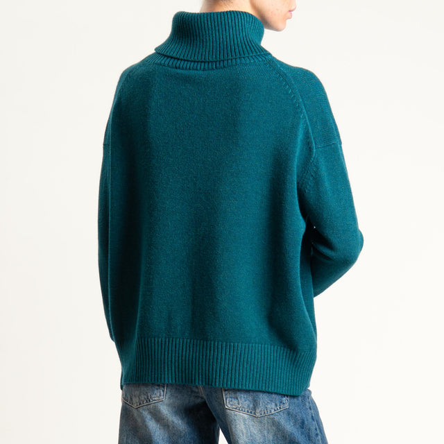 Zeroassoluto-Maglia collo alto - verde bottiglia