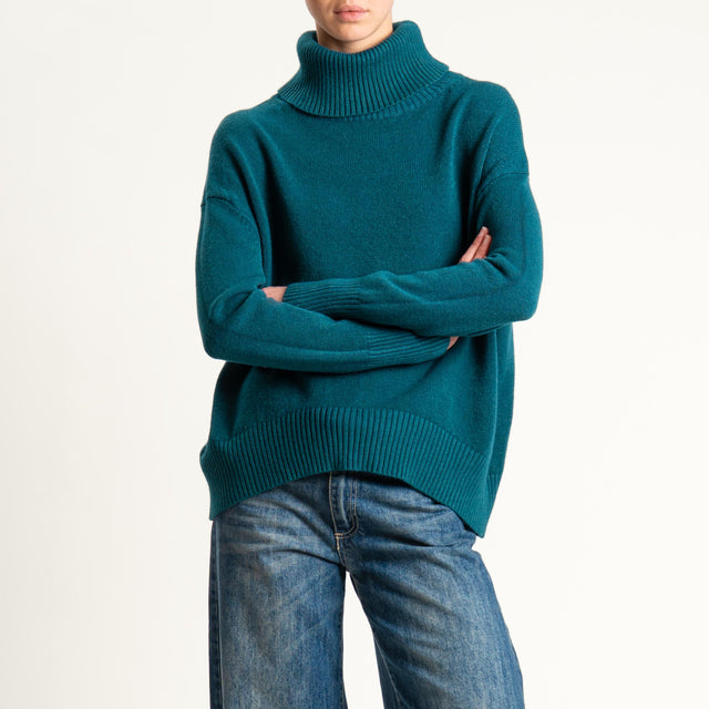 Zeroassoluto-Maglia collo alto - verde bottiglia