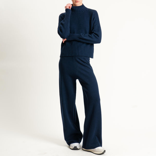 Zeroassoluto-Pantalone in maglia elastico in vita - blu