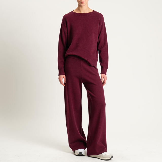 Zeroassoluto-Pantalone in maglia elastico in vita - Bordeaux