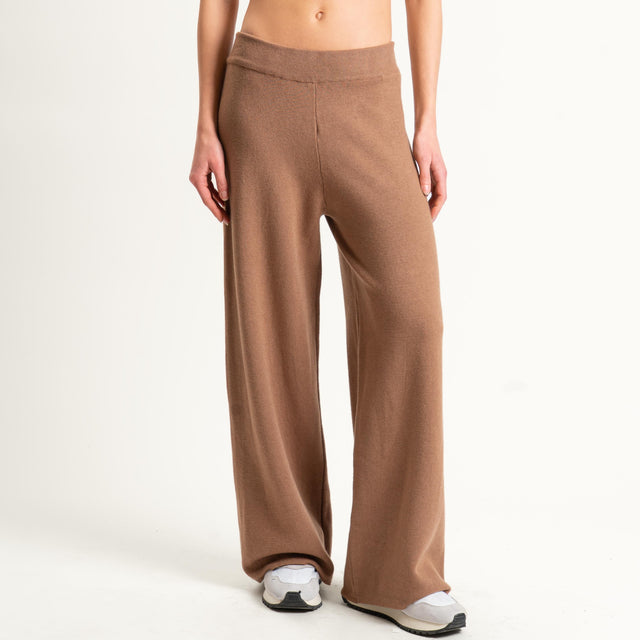 Zeroassoluto-Pantalone in maglia elastico in vita - camel