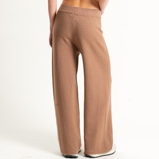 Zeroassoluto-Pantalone in maglia elastico in vita - camel
