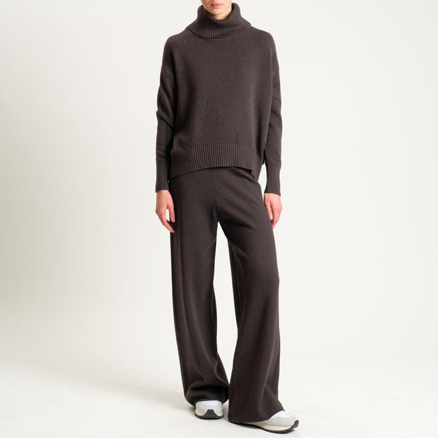 Zeroassoluto-Pantalone in maglia elastico in vita - cioccolato