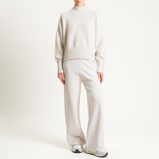 Zeroassoluto-Pantalone in maglia elastico in vita - gesso