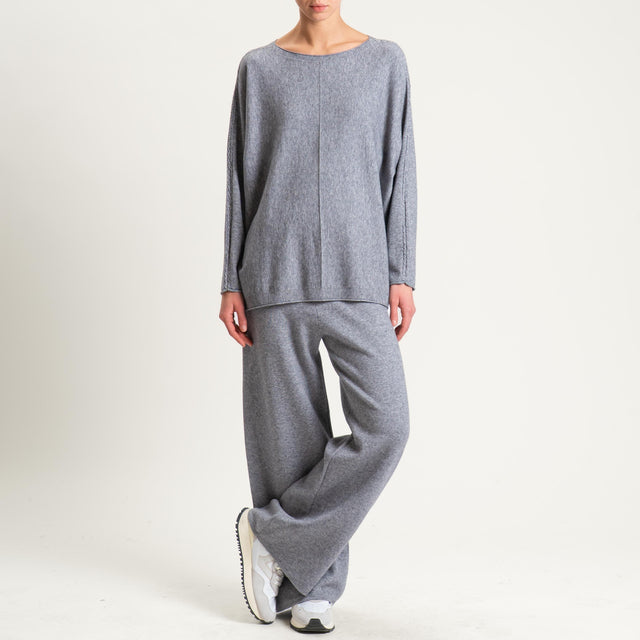 Zeroassoluto-Pantalone in maglia elastico in vita - grigio melange