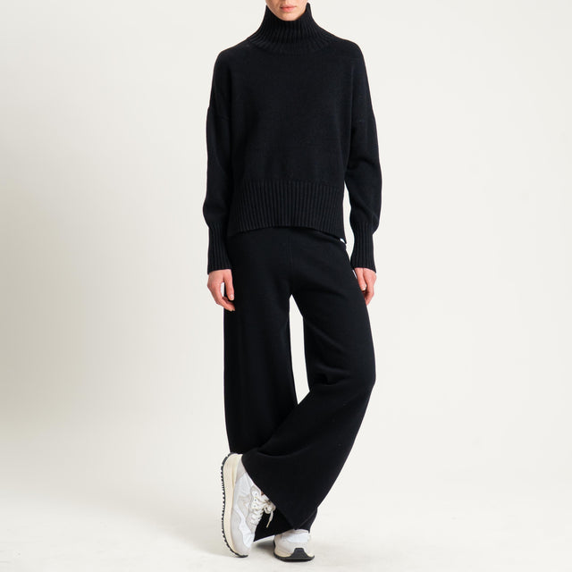 Zeroassoluto-Pantalone in maglia elastico in vita - nero