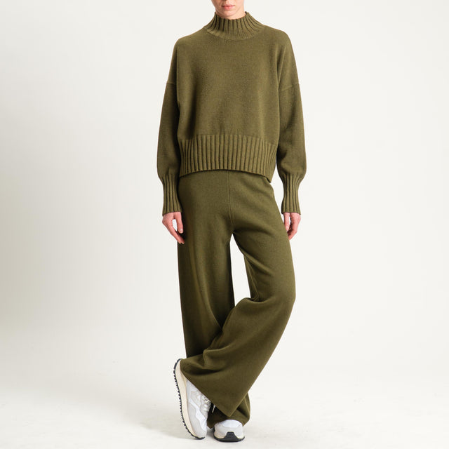 Zeroassoluto-Pantalone in maglia elastico in vita - olio