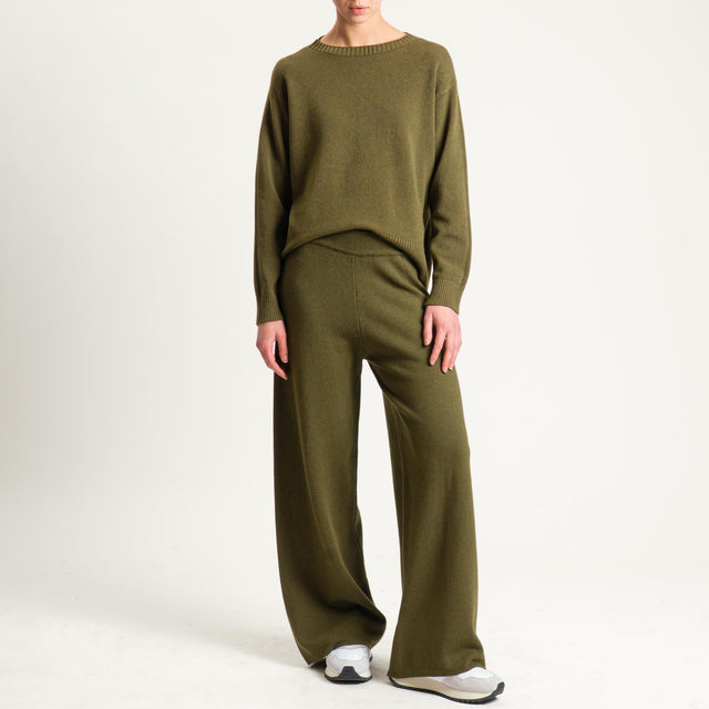 Zeroassoluto-Pantalone in maglia elastico in vita - olio