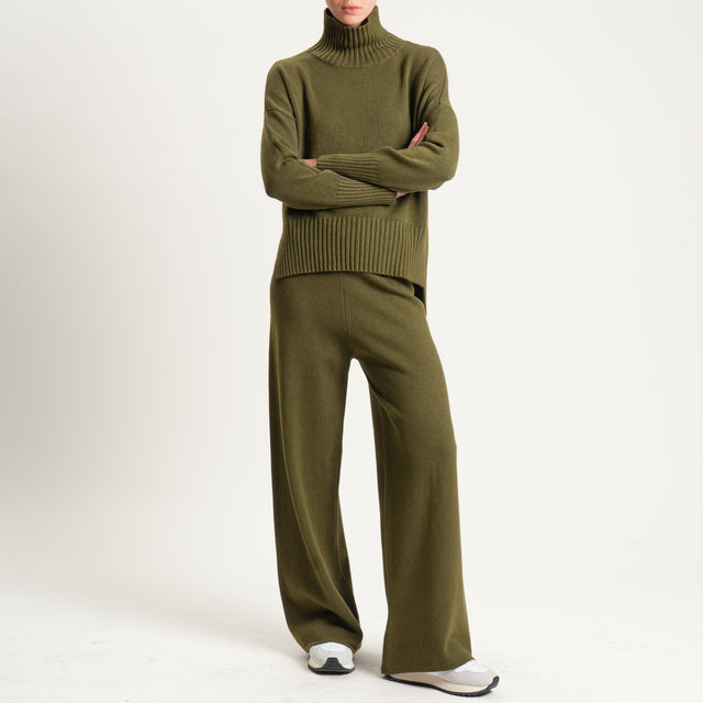 Zeroassoluto-Pantalone in maglia elastico in vita - olio