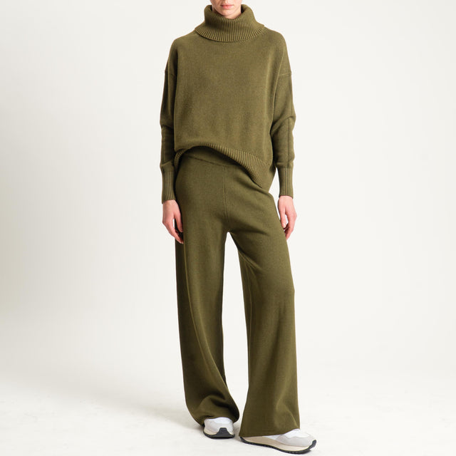 Zeroassoluto-Pantalone in maglia elastico in vita - olio