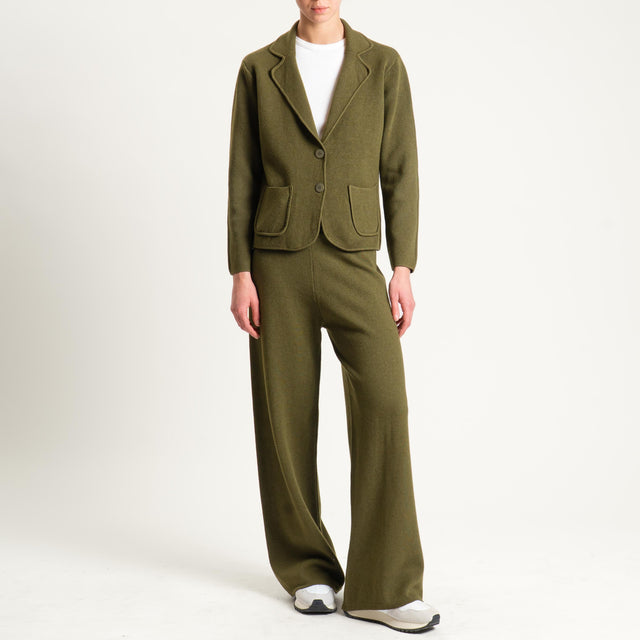 Zeroassoluto-Pantalone in maglia elastico in vita - olio