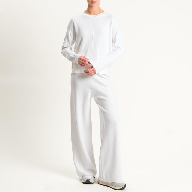 Zeroassoluto-Pantalone in maglia elastico in vita - panna