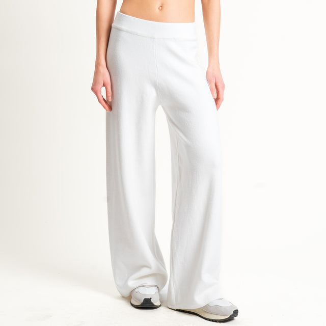 Zeroassoluto-Pantalone in maglia elastico in vita - panna