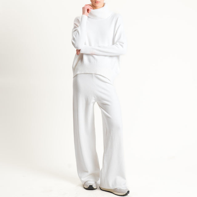 Zeroassoluto-Pantalone in maglia elastico in vita - panna