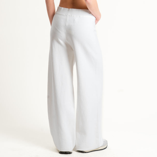 Zeroassoluto-Pantalone in maglia elastico in vita - panna