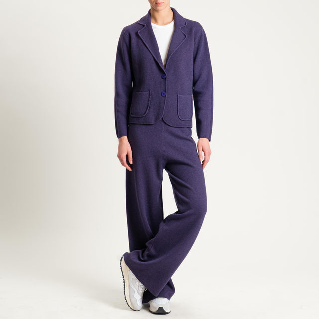 Zeroassoluto-Pantalone in maglia elastico in vita - uva