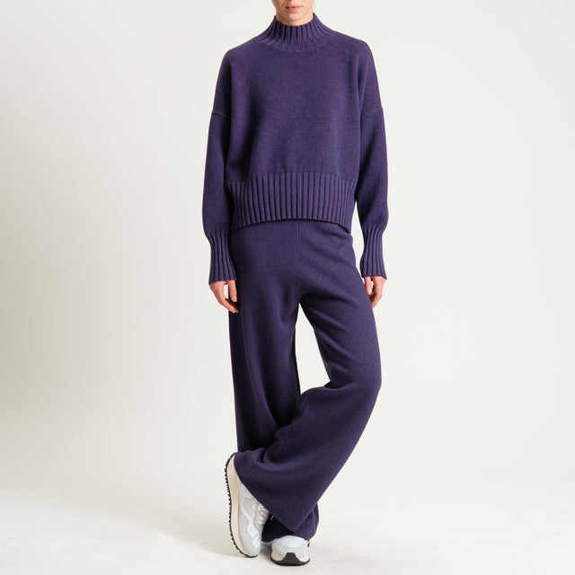 Zeroassoluto-Pantalone in maglia elastico in vita - uva
