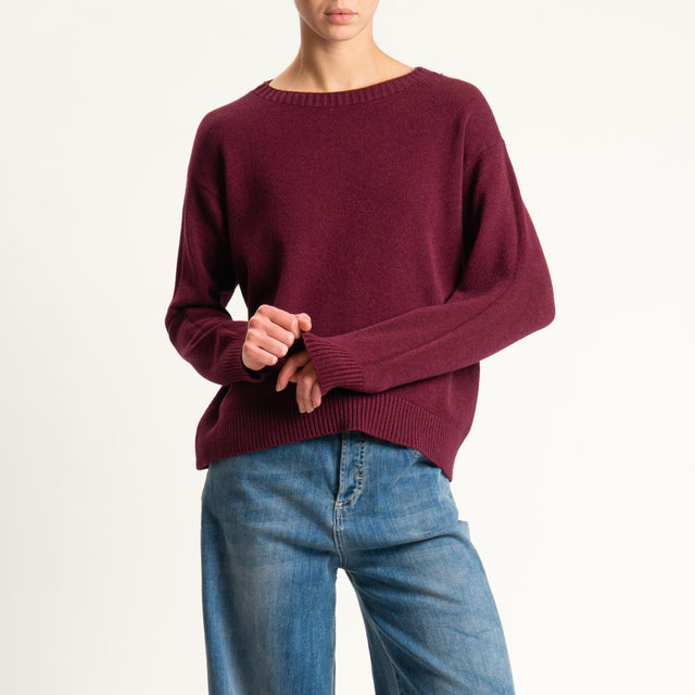 Zeroassoluto-Maglia girocollo spacco dietro - Bordeaux
