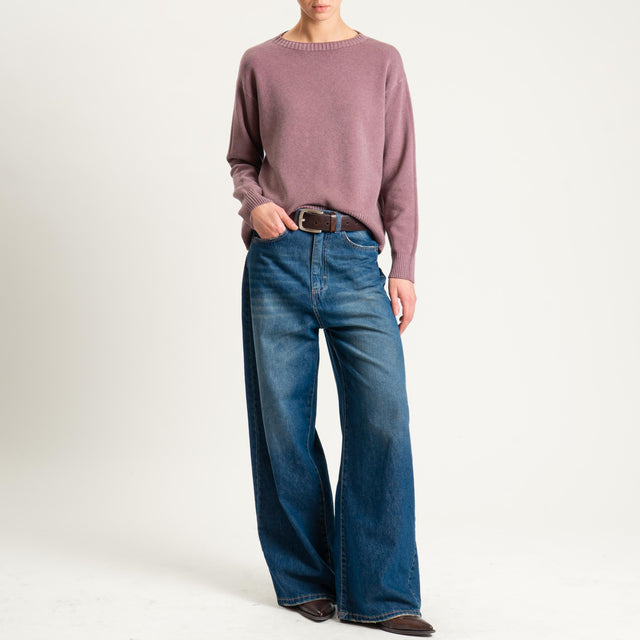 Zeroassoluto-Maglia girocollo spacco dietro - mauve