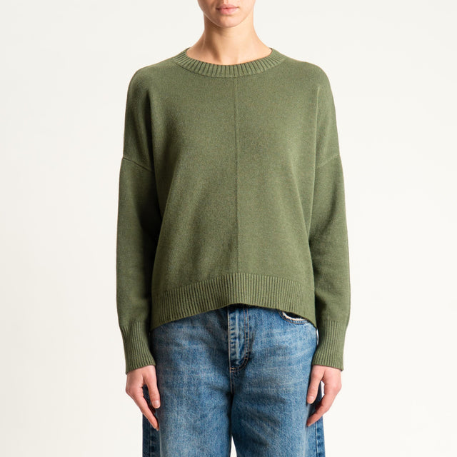 Zeroassoluto-Maglia scatola girocollo riga centrale - militare