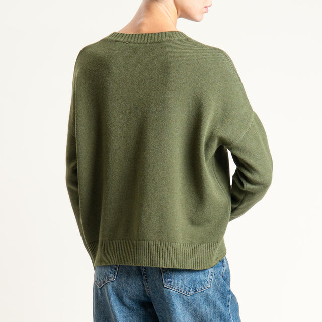 Zeroassoluto-Maglia scatola girocollo riga centrale - militare