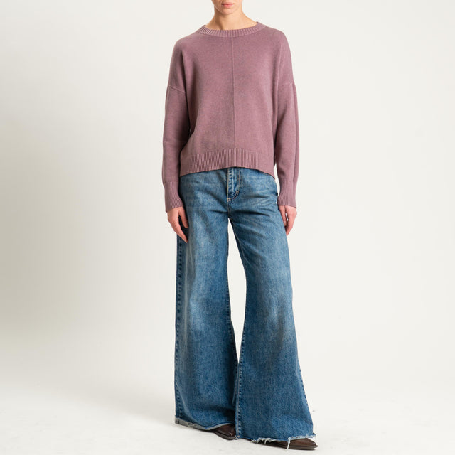 Zeroassoluto-Maglia scatola girocollo riga central - mauve