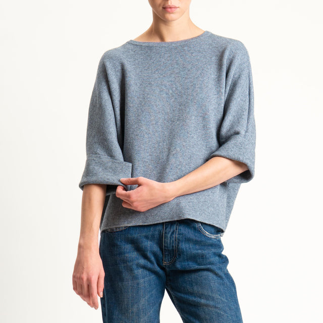 Zeroassoluto-Maglia scatola manica 3/4 - grigio melange