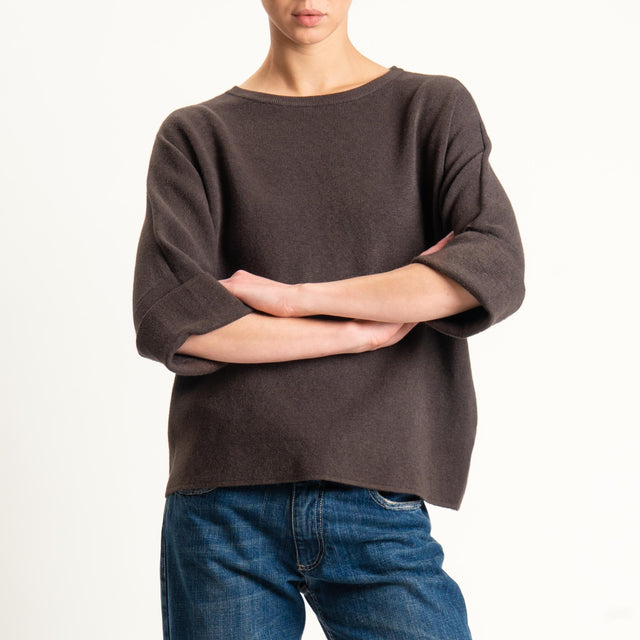 Zeroassoluto-Maglia scatola manica 3/4 - cioccolato