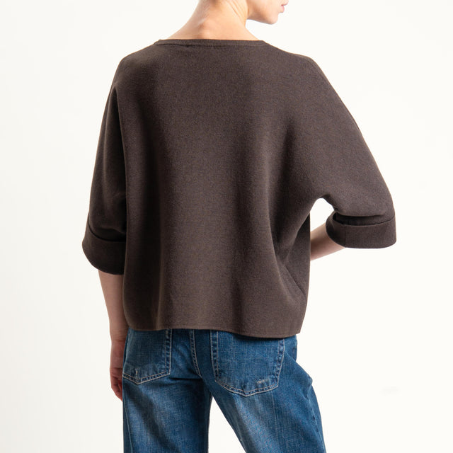 Zeroassoluto-Maglia scatola manica 3/4 - cioccolato