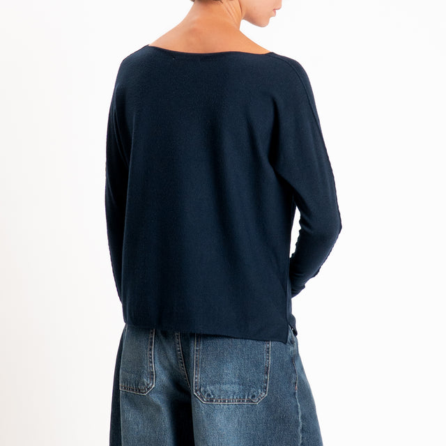 Zeroassoluto-Maglia girocollo spacchi laterali - blu