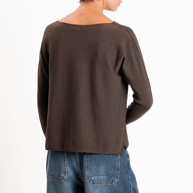 Zeroassoluto-Maglia girocollo spacchi laterali - choco