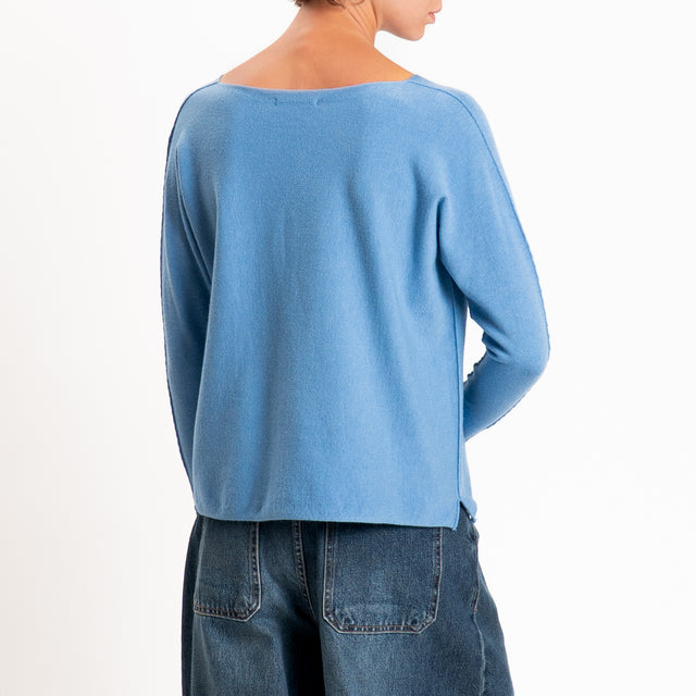 Zeroassoluto-Maglia girocollo spacchi laterali - jeans