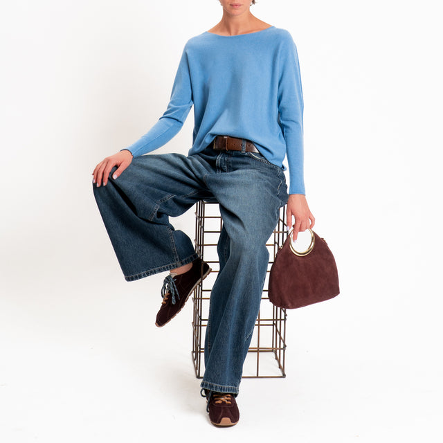 Zeroassoluto-Maglia girocollo spacchi laterali - jeans