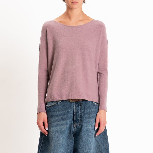 Zeroassoluto-Maglia girocollo spacchi laterali - mauve