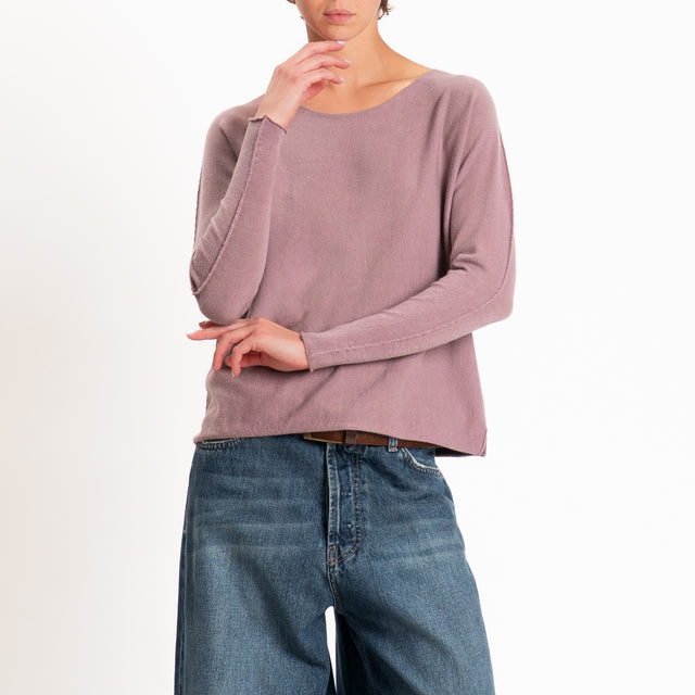 Zeroassoluto-Maglia girocollo spacchi laterali - mauve