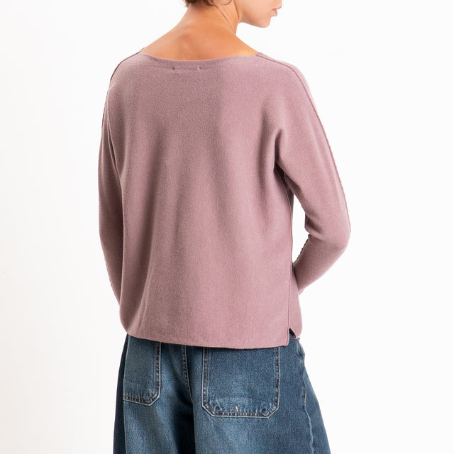 Zeroassoluto-Maglia girocollo spacchi laterali - mauve