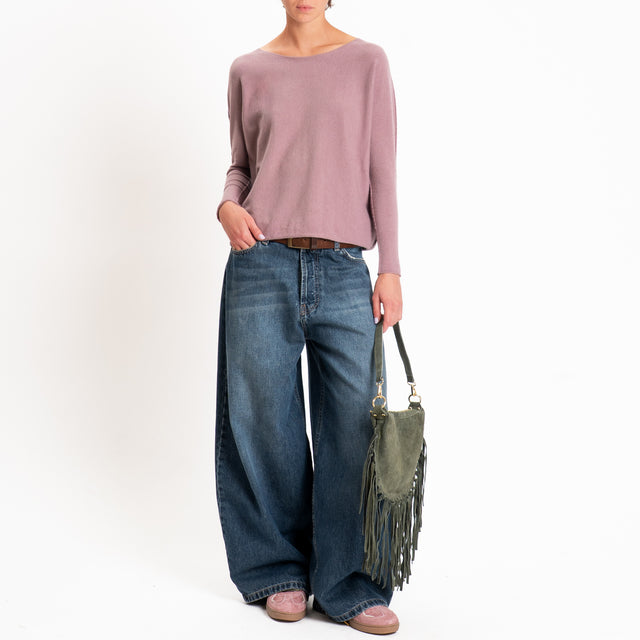 Zeroassoluto-Maglia girocollo spacchi laterali - mauve