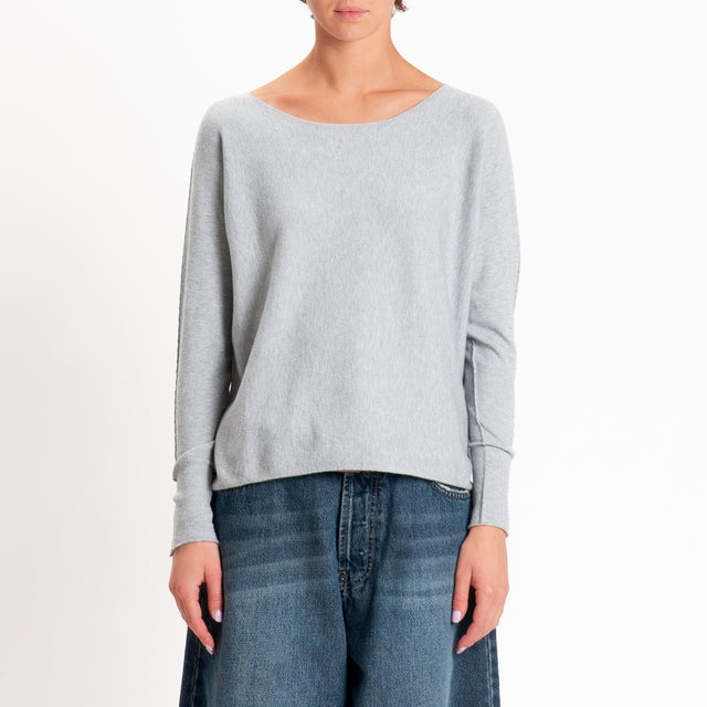 Zeroassoluto-Maglia girocollo spacchi laterali - perla