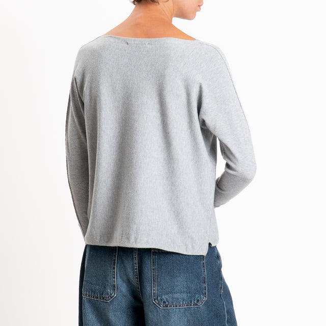 Zeroassoluto-Maglia girocollo spacchi laterali - perla