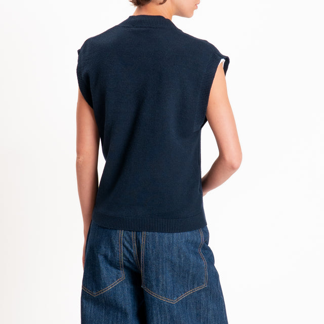Zeroassoluto-Gilet in maglia scollo v - blu