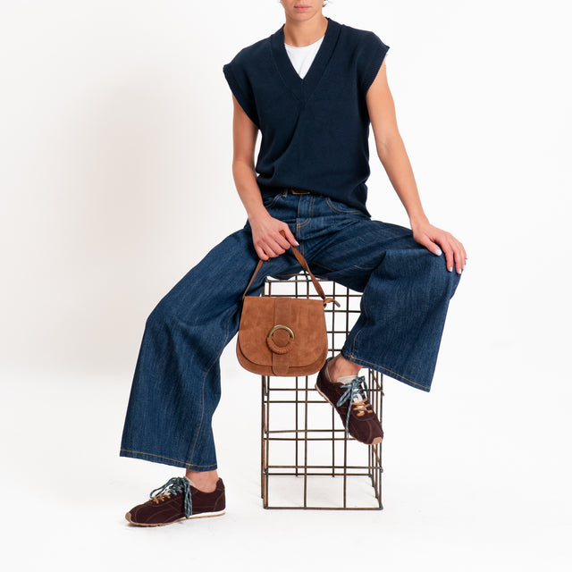 Zeroassoluto-Gilet in maglia scollo v - blu