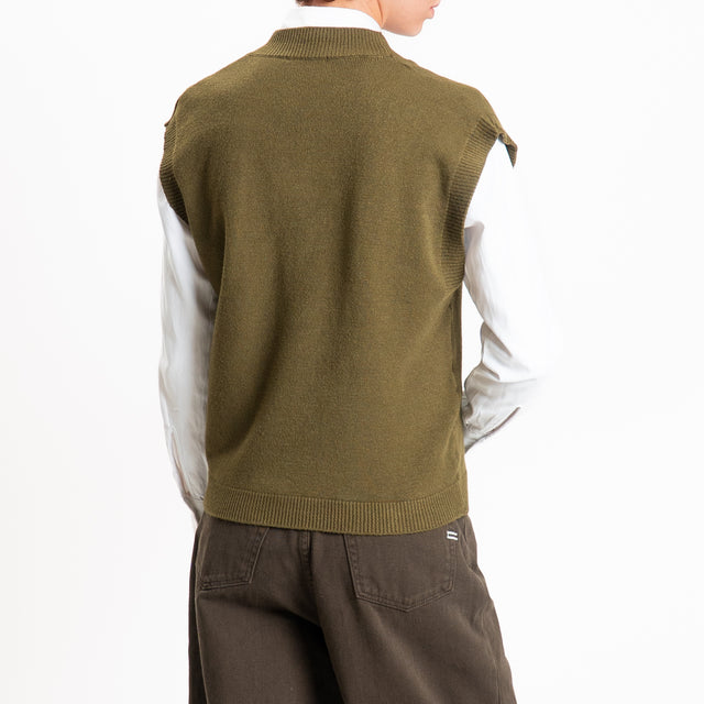 Zeroassoluto-Gilet in maglia scollo v - militare