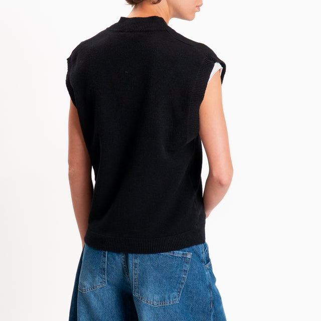 Zeroassoluto-Gilet in maglia scollo v - nero