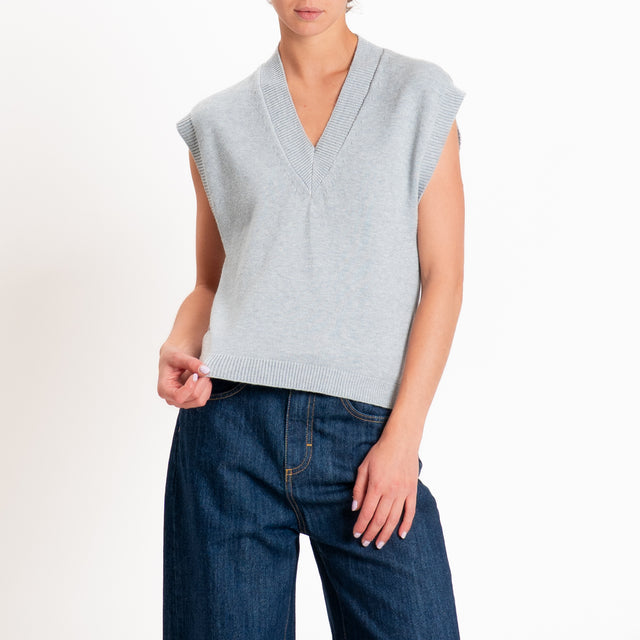 Zeroassoluto-Gilet in maglia scollo v - perla