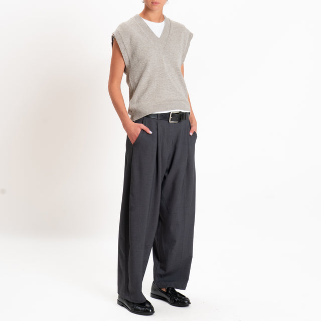 Zeroassoluto-Gilet in maglia scollo v - stone