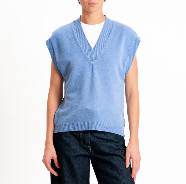 Zeroassoluto-Gilet in maglia scollo v - jeans
