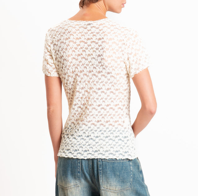 Zeroassoluto-T-shirt in pizzo elasticizzato slim fit - burro